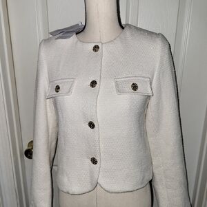 Urban Revivo White Shimmering Metallic Cardigan Size 4